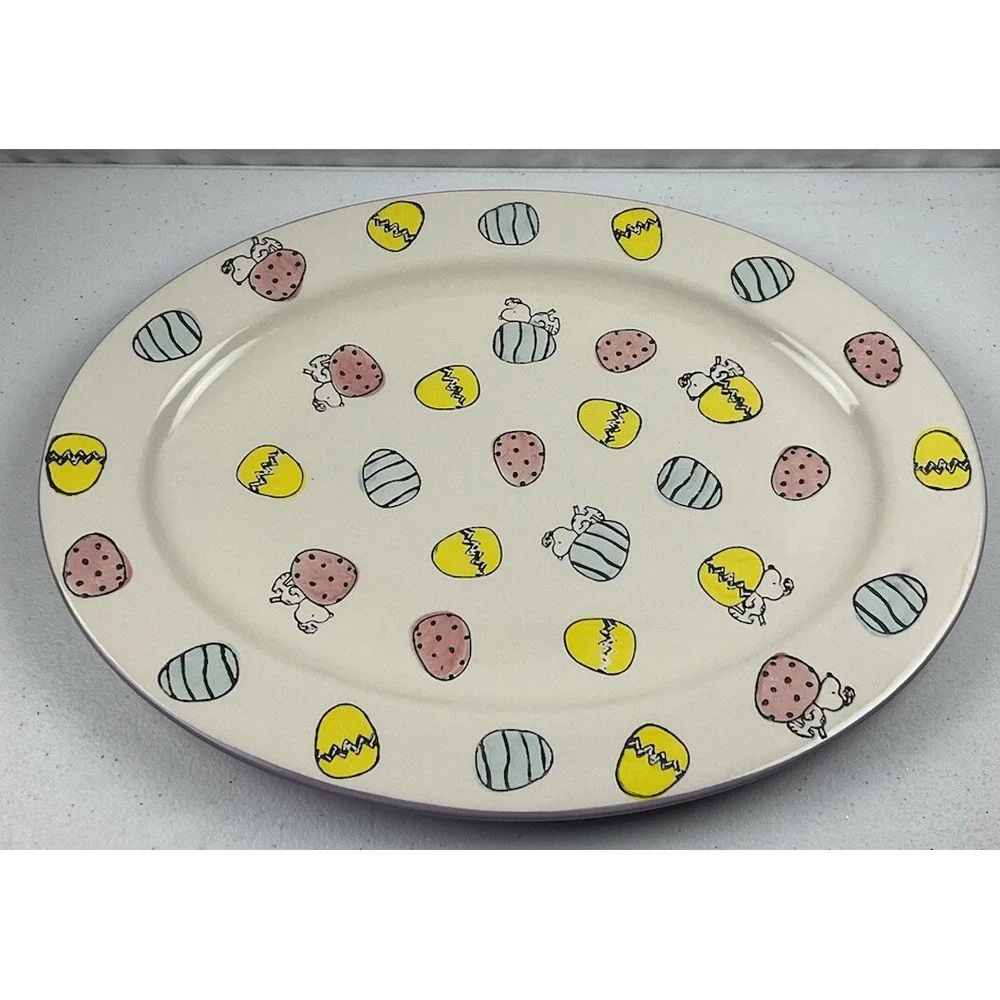Peanuts Snoopy Easter Egg Oval Platter Ceramic Serving Dish 14.5